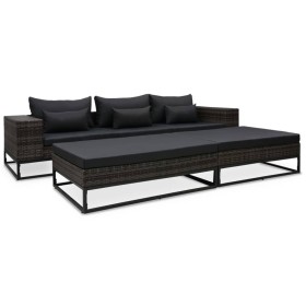 Garden sofa set with cushions, 5 pieces, synthetic gray rattan by vidaXL, Outdoor sofas - Ref: Foro24-49531, Price: 691,99 €,...