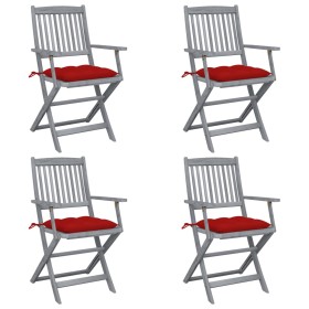 Folding garden chairs 4 pcs cushions solid acacia wood by vidaXL, Garden chairs - Ref: Foro24-3064530, Price: 191,99 €, Disco...