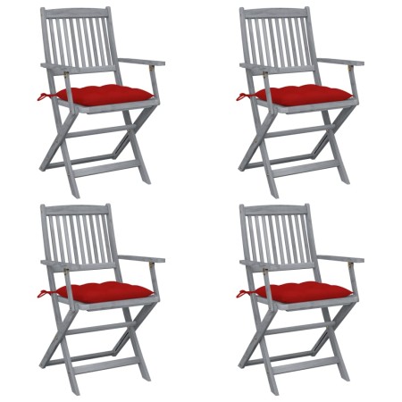 Folding garden chairs 4 pcs cushions solid acacia wood by vidaXL, Garden chairs - Ref: Foro24-3064530, Price: 191,75 €, Disco...