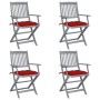 Folding garden chairs 4 pcs cushions solid acacia wood by vidaXL, Garden chairs - Ref: Foro24-3064530, Price: 191,75 €, Disco...