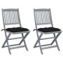 Folding garden chairs 2 pcs cushions solid acacia wood by vidaXL, Garden chairs - Ref: Foro24-3064558, Price: 129,99 €, Disco...