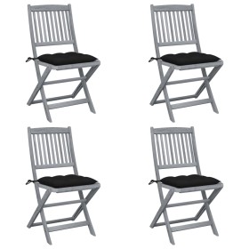 Folding garden chairs 4 pcs cushions solid acacia wood by vidaXL, Garden chairs - Ref: Foro24-3064585, Price: 202,99 €, Disco...