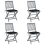 Folding garden chairs 4 pcs cushions solid acacia wood by vidaXL, Garden chairs - Ref: Foro24-3064585, Price: 202,99 €, Disco...