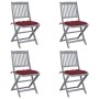 Folding garden chairs 4 pcs cushions solid acacia wood by vidaXL, Garden chairs - Ref: Foro24-3064587, Price: 203,99 €, Disco...