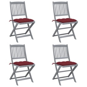 Folding garden chairs 4 pcs cushions solid acacia wood by vidaXL, Garden chairs - Ref: Foro24-3064587, Price: 203,99 €, Disco...