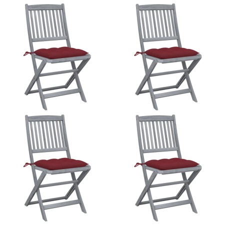 Folding garden chairs 4 pcs cushions solid acacia wood by vidaXL, Garden chairs - Ref: Foro24-3064587, Price: 203,99 €, Disco...