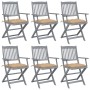 Folding garden chairs 6 pcs solid acacia wood cushions by vidaXL, Garden chairs - Ref: Foro24-3065425, Price: 299,54 €, Disco...