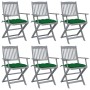 Folding garden chairs 6 pcs solid acacia wood cushions by vidaXL, Garden chairs - Ref: Foro24-3065427, Price: 298,99 €, Disco...