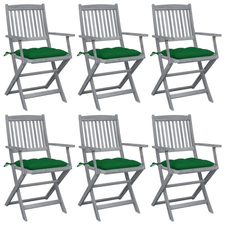 Folding garden chairs 6 pcs solid acacia wood cushions by vidaXL, Garden chairs - Ref: Foro24-3065427, Price: 298,99 €, Disco...