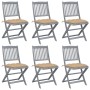 Folding garden chairs 6 pcs solid acacia wood cushions by vidaXL, Garden chairs - Ref: Foro24-3065452, Price: 315,96 €, Disco...