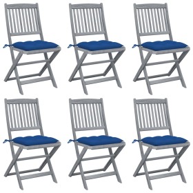 Folding garden chairs 6 pcs solid acacia wood cushions by vidaXL, Garden chairs - Ref: Foro24-3065459, Price: 318,54 €, Disco...