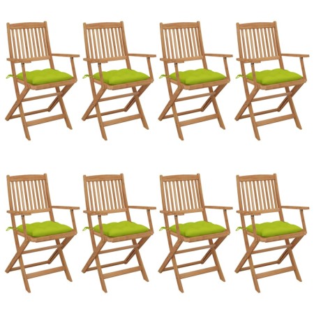 Folding garden chairs 8 pcs solid acacia wood and cushions by vidaXL, Garden chairs - Ref: Foro24-3074993, Price: 448,73 €, D...