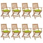 Folding garden chairs 8 pcs solid acacia wood and cushions by vidaXL, Garden chairs - Ref: Foro24-3074993, Price: 448,73 €, D...