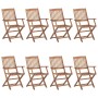 Folding garden chairs 8 pcs solid acacia wood and cushions by vidaXL, Garden chairs - Ref: Foro24-3074991, Price: 452,99 €, D...