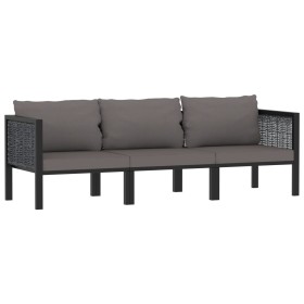 3-seater sofa with anthracite synthetic rattan cushions by vidaXL, Garden sets - Ref: Foro24-49400, Price: 352,99 €, Discount: %