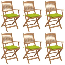 6 pcs folding garden chairs and solid acacia wood cushions by vidaXL, Garden chairs - Ref: Foro24-3074966, Price: 325,99 €, D...