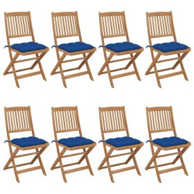 8 pcs folding garden chairs and solid acacia wood cushions by vidaXL, Garden chairs - Ref: Foro24-3075046, Price: 408,99 €, D...