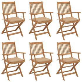 6 pcs folding garden chairs and solid acacia wood cushions by vidaXL, Garden chairs - Ref: Foro24-3074958, Price: 335,01 €, D...