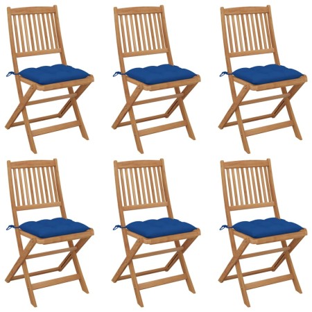 Folding garden chairs 6 pcs solid acacia wood and cushions by vidaXL, Garden chairs - Ref: Foro24-3075019, Price: 310,97 €, D...