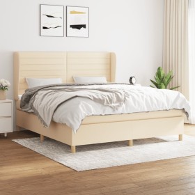 Box spring bed with cream fabric mattress 160x200 cm by vidaXL, Beds and slatted bases - Ref: Foro24-3128618, Price: 610,74 €...