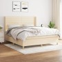 Box spring bed with cream fabric mattress 160x200 cm by vidaXL, Beds and slatted bases - Ref: Foro24-3132086, Price: 603,97 €...