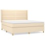 Box spring bed with cream fabric mattress 160x200 cm by vidaXL, Beds and slatted bases - Ref: Foro24-3132086, Price: 603,97 €...