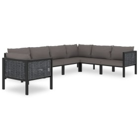 Muebles jardín 7 pzas y cojines ratán sintético gris antracita de vidaXL, Conjuntos de jardín - Ref: Foro24-49403, Precio: 63...