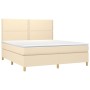 Cama box spring con colchón tela color crema 160x200 cm de vidaXL, Camas y somieres - Ref: Foro24-3142270, Precio: 593,92 €, ...