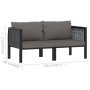 2-Sitzer-Sofa mit anthrazitfarbenen synthetischen Rattankissen von vidaXL, Gartensets - Ref: Foro24-49399, Preis: 200,22 €, R...