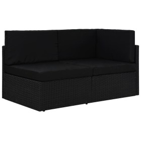 Schwarzes 2-Sitzer-Sofagarnitur aus synthetischem Rattan von vidaXL, Modulare Sofas für den Außenbereich - Ref: Foro24-49504,...