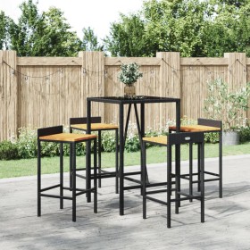 Bar table and garden stools 5 pieces acacia wood PE rattan black by vidaXL, Garden sets - Ref: Foro24-3187675, Price: 248,85 ...