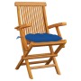 Garden chairs 6 pcs solid teak wood with blue cushions by vidaXL, Garden chairs - Ref: Foro24-3062566, Price: 403,99 €, Disco...