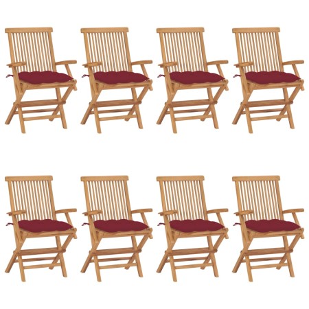 Garden chairs 8 units teak wood with red cushions by vidaXL, Garden chairs - Ref: Foro24-3072913, Price: 553,99 €, Discount: %