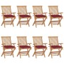 Garden chairs 8 units teak wood with red cushions by vidaXL, Garden chairs - Ref: Foro24-3072913, Price: 553,99 €, Discount: %