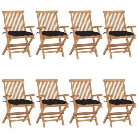 Garden chairs 8 pcs solid teak wood with black cushions by vidaXL, Garden chairs - Ref: Foro24-3072911, Price: 560,00 €, Disc...