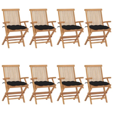 Garden chairs 8 pcs solid teak wood with black cushions by vidaXL, Garden chairs - Ref: Foro24-3072911, Price: 602,63 €, Disc...