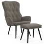 Sillón de relax con taburete terciopelo gris claro de vidaXL, Sillones - Ref: Foro24-3097667, Precio: 133,98 €, Descuento: %