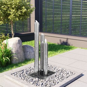 Silberner Gartenbrunnen aus Edelstahl, 48 x 34 x 88 cm von vidaXL, Brunnen und Wasserfälle - Ref: Foro24-48090, Preis: 341,63...