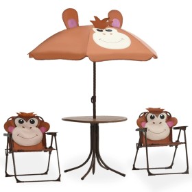 Children's garden table and chairs 3 pieces with brown umbrella by vidaXL, Garden sets - Ref: Foro24-48099, Price: 75,92 €, D...