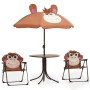 Children's garden table and chairs 3 pieces with brown umbrella by vidaXL, Garden sets - Ref: Foro24-48099, Price: 76,15 €, D...