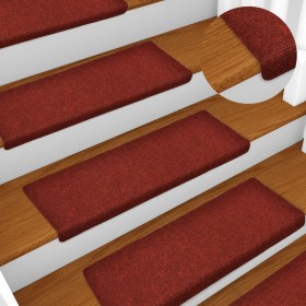 Alfombrilla de escaleras 15 uds tela punzonada rojo 65x21x4 cm de vidaXL, Alfombrillas para escalones - Ref: Foro24-134565, P...