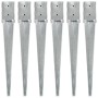 Ground spikes 6 pcs silver galvanized steel 10x10x76 cm by vidaXL, Spikes for anchoring in the ground - Ref: Foro24-145420, P...