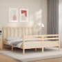 Double bed frame with solid wood headboard by vidaXL, Beds and slatted bases - Ref: Foro24-3193861, Price: 137,46 €, Discount: %