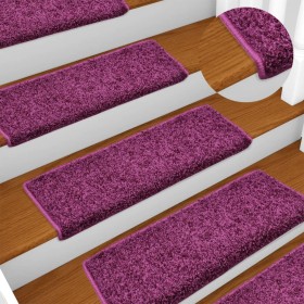 Alfombras de peldaños de escalera 15 uds violeta 65x21x4 cm de vidaXL, Alfombrillas para escalones - Ref: Foro24-134580, Prec...