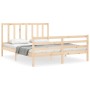 Double bed frame with solid wood headboard by vidaXL, Beds and slatted bases - Ref: Foro24-3193861, Price: 137,46 €, Discount: %