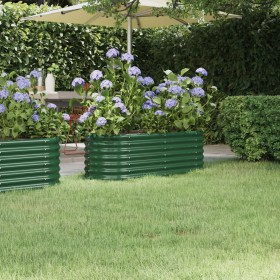 Green powder coated steel flower bed planter 114x40x36 cm by vidaXL, Pots and planters - Ref: Foro24-318863, Price: 40,99 €, ...