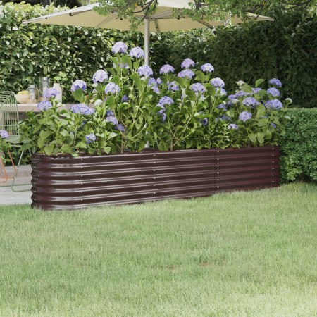 Brown powder coated steel flower bed planter 224x40x36 cm by vidaXL, Pots and planters - Ref: Foro24-318875, Price: 48,42 €, ...