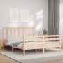 Double bed frame with solid wood headboard by vidaXL, Beds and slatted bases - Ref: Foro24-3193861, Price: 137,46 €, Discount: %