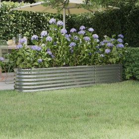 Steel flowerbed planter powder coated silver 224x40x36 cm by vidaXL, Pots and planters - Ref: Foro24-318877, Price: 63,99 €, ...