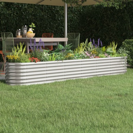 Steel flower bed silver powder coated planter 260x40x36 cm by vidaXL, Pots and planters - Ref: Foro24-318882, Price: 66,34 €,...